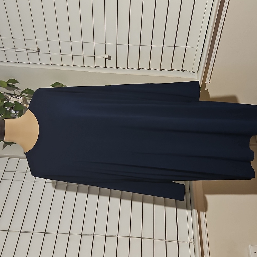 By Basics Navy Blue Long Sleeve Jersey Tunic Dress - Minimalist Eco-Friendly